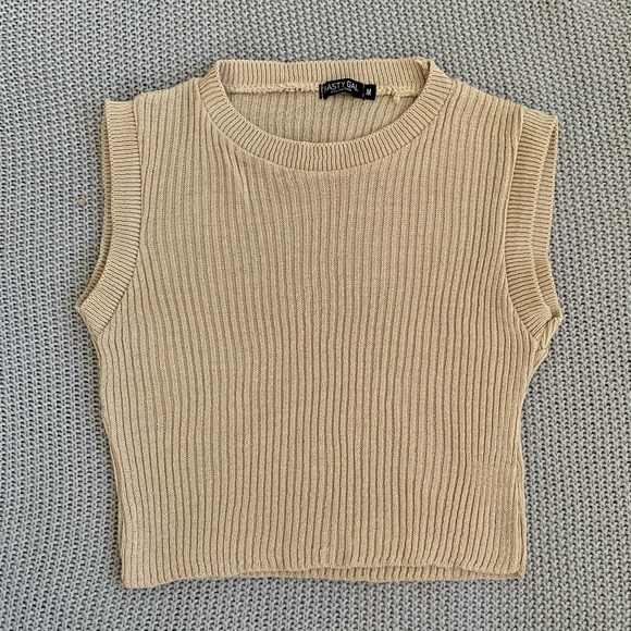Nasty Gal Tan cropped sweater tank - Picture 1 of 3